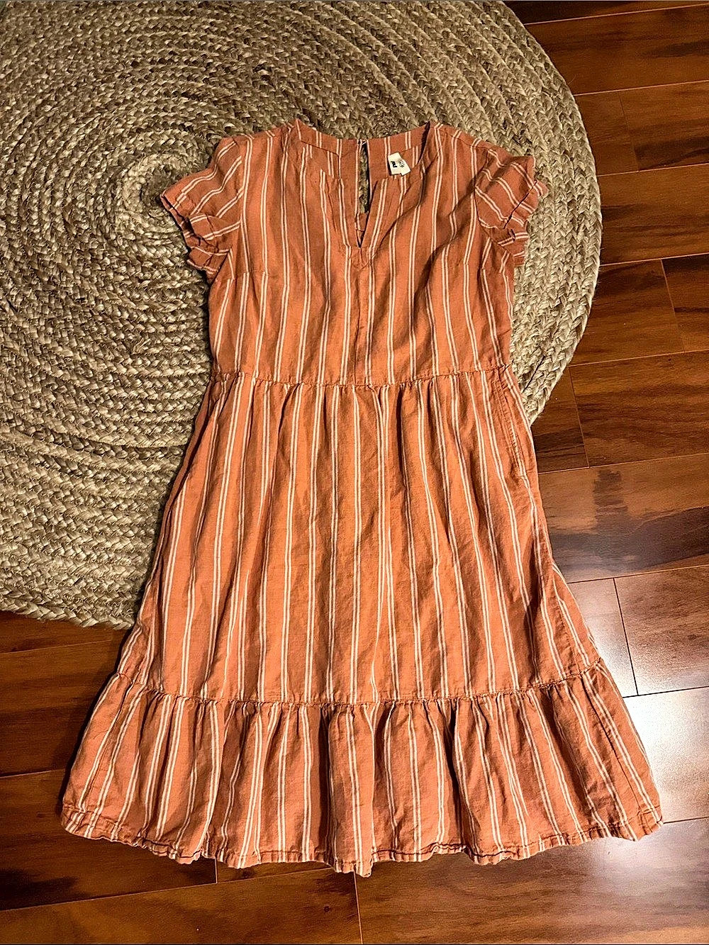 Pact canopy linen Striped Dress in Orange & White Size medium